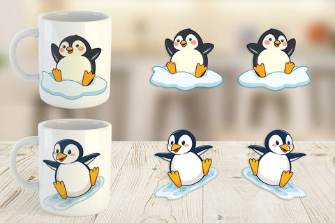 Mug Wrap Penguin Sliding on Ice Sublimation artnoy 