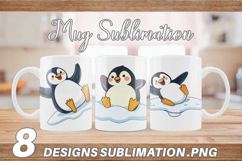 Mug Wrap Penguin Sliding on Ice Sublimation artnoy 
