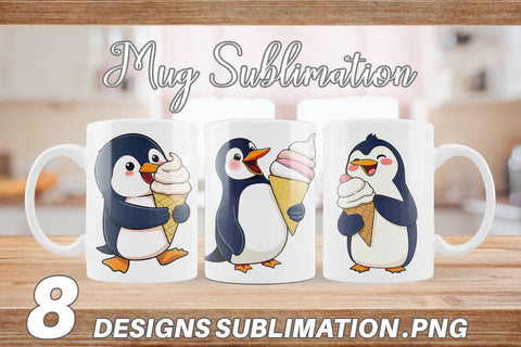Mug Wrap Penguin with an Ice Cream Sublimation artnoy 
