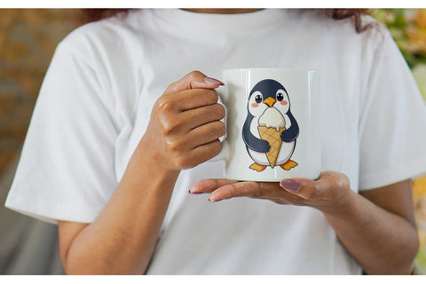 Mug Wrap Penguin with an Ice Cream Sublimation artnoy 