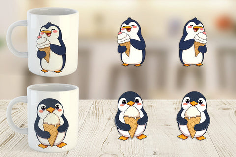 Mug Wrap Penguin with an Ice Cream Sublimation artnoy 
