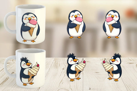 Mug Wrap Penguin with an Ice Cream Sublimation artnoy 