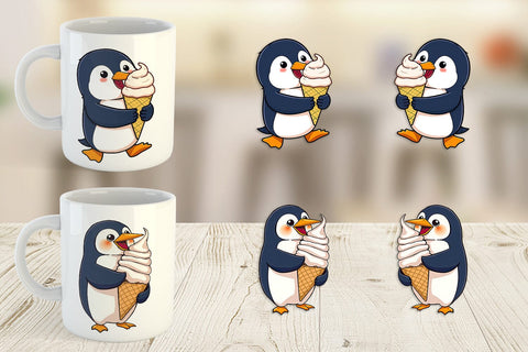Mug Wrap Penguin with an Ice Cream Sublimation artnoy 