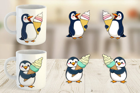 Mug Wrap Penguin with an Ice Cream Sublimation artnoy 