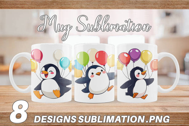 Mug Wrap Penguin with Balloons Sublimation artnoy 