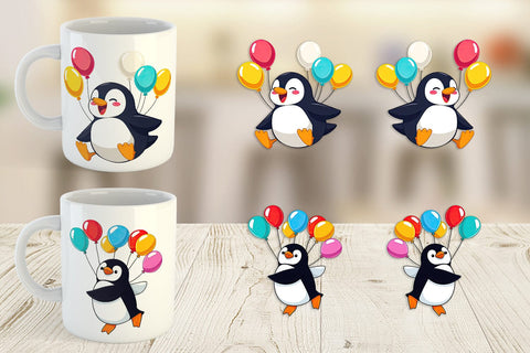 Mug Wrap Penguin with Balloons Sublimation artnoy 
