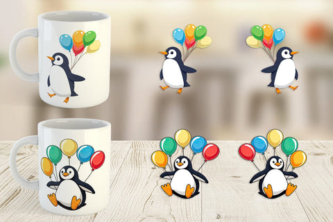Mug Wrap Penguin with Balloons Sublimation artnoy 