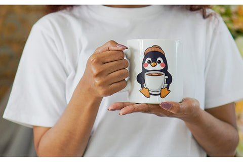 Mug Wrap Penguin with Hot Cocoa Sublimation artnoy 