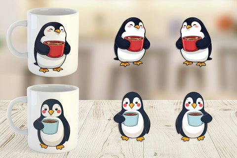 Mug Wrap Penguin with Hot Cocoa Sublimation artnoy 
