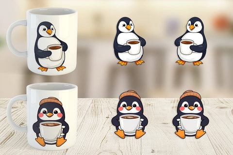 Mug Wrap Penguin with Hot Cocoa Sublimation artnoy 