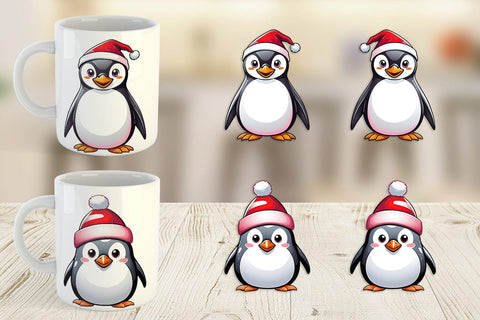 Mug Wrap Penguin with Santa Hat Sublimation artnoy 