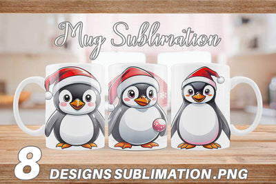 Mug Wrap Penguin with Santa Hat Sublimation artnoy 