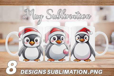 Mug Wrap Penguin with Santa Hat Sublimation artnoy 