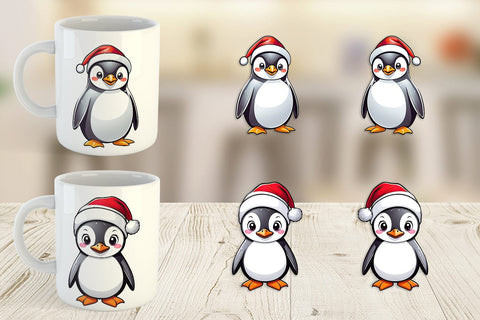 Mug Wrap Penguin with Santa Hat Sublimation artnoy 
