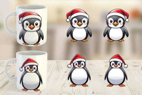 Mug Wrap Penguin with Santa Hat Sublimation artnoy 