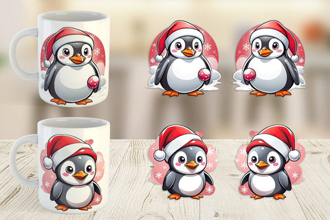 Mug Wrap Penguin with Santa Hat Sublimation artnoy 