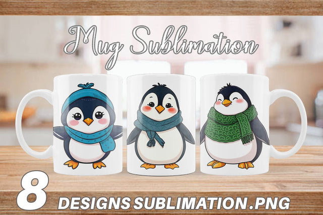 Mug Wrap Penguin with Scarf Sublimation artnoy 