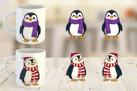Mug Wrap Penguin with Scarf Sublimation artnoy 
