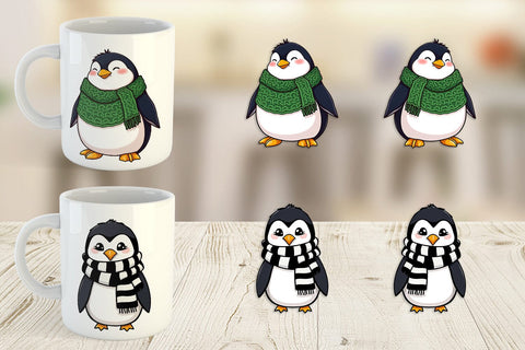Mug Wrap Penguin with Scarf Sublimation artnoy 