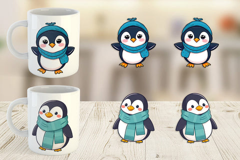 Mug Wrap Penguin with Scarf Sublimation artnoy 