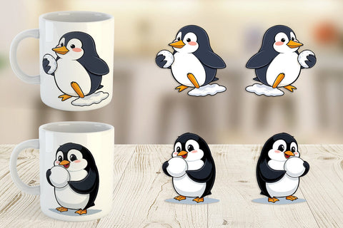 Mug Wrap Penguin with Snowball Sublimation artnoy 