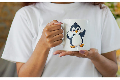 Mug Wrap Penguin with Snowball Sublimation artnoy 