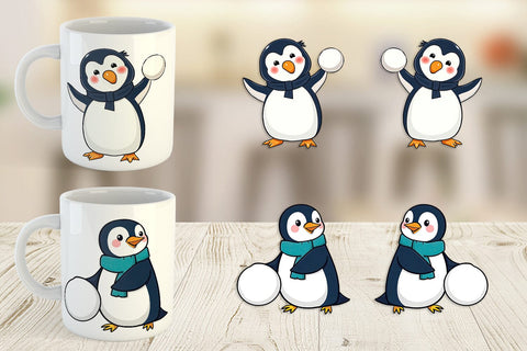 Mug Wrap Penguin with Snowball Sublimation artnoy 