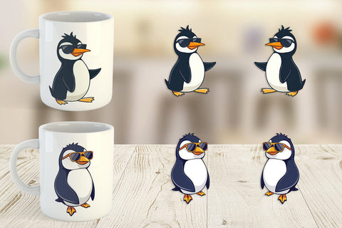 Mug Wrap Penguin with Sunglasses Sublimation artnoy 