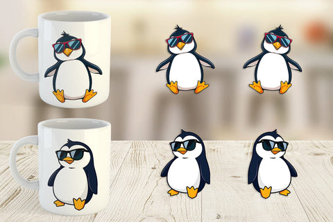 Mug Wrap Penguin with Sunglasses Sublimation artnoy 