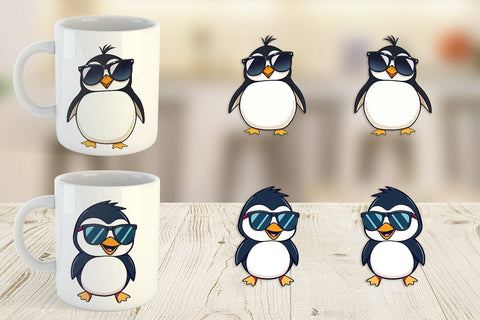Mug Wrap Penguin with Sunglasses Sublimation artnoy 