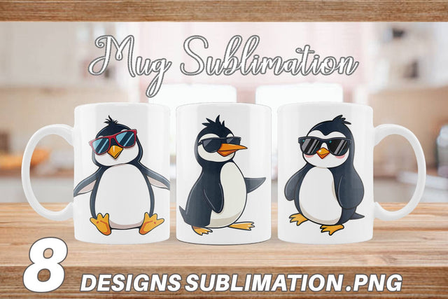 Mug Wrap Penguin with Sunglasses Sublimation artnoy 