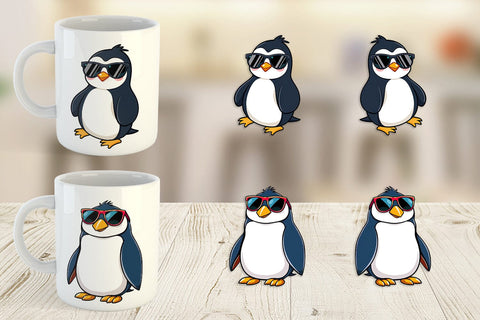 Mug Wrap Penguin with Sunglasses Sublimation artnoy 