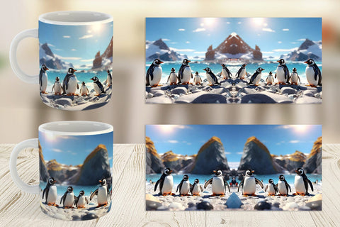 Mug Wrap Penguins Summer Sublimation artnoy 