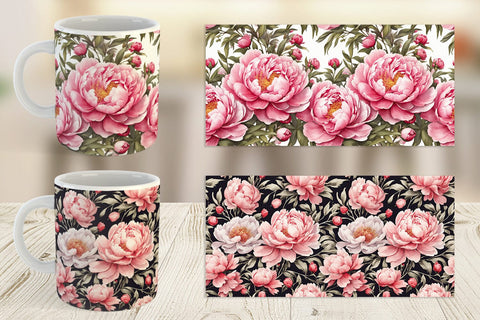 Mug Wrap Peony Pattern Sublimation artnoy 