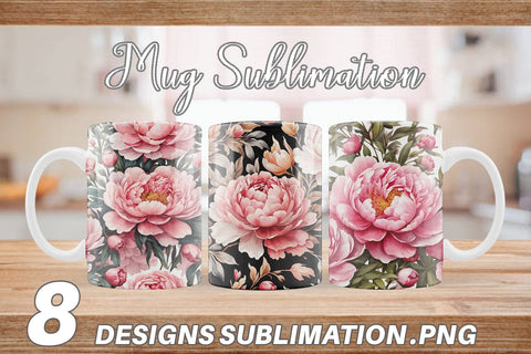 Mug Wrap Peony Pattern Sublimation artnoy 