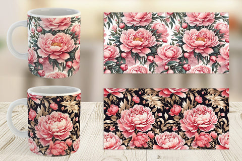Mug Wrap Peony Pattern Sublimation artnoy 