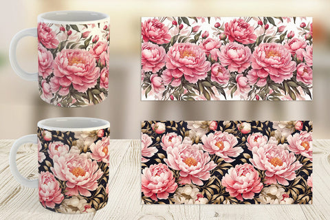 Mug Wrap Peony Pattern Sublimation artnoy 