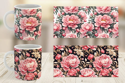 Mug Wrap Peony Pattern Sublimation artnoy 