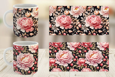 Mug Wrap Peony Pattern Sublimation artnoy 