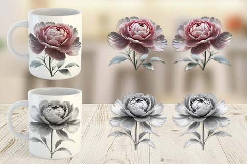 Mug Wrap Peony Sketch Sublimation artnoy 