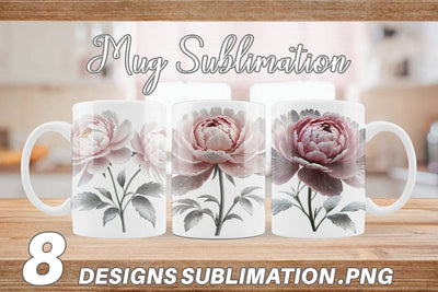Mug Wrap Peony Sketch Sublimation artnoy 