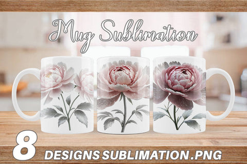 Mug Wrap Peony Sketch Sublimation artnoy 