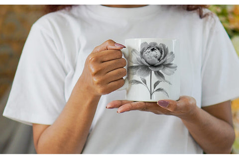 Mug Wrap Peony Sketch Sublimation artnoy 