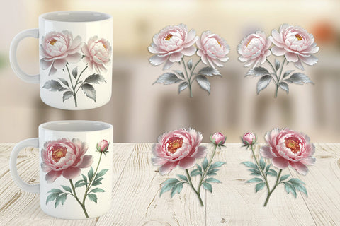 Mug Wrap Peony Sketch Sublimation artnoy 