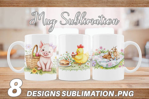 Mug Wrap Picnic with Farm Animal Sublimation artnoy 