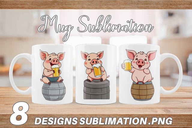 Mug Wrap Pig Beer Day Sublimation artnoy 