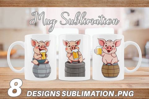 Mug Wrap Pig Beer Day Sublimation artnoy 
