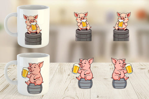 Mug Wrap Pig Beer Day Sublimation artnoy 