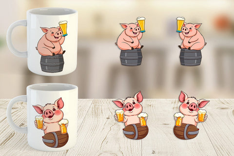 Mug Wrap Pig Beer Day Sublimation artnoy 