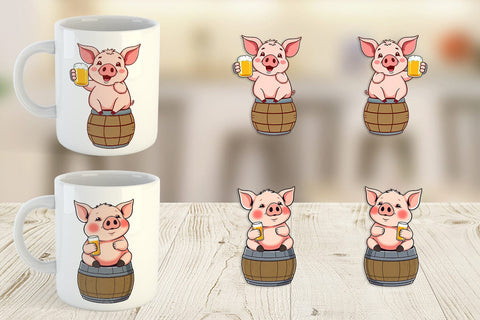 Mug Wrap Pig Beer Day Sublimation artnoy 